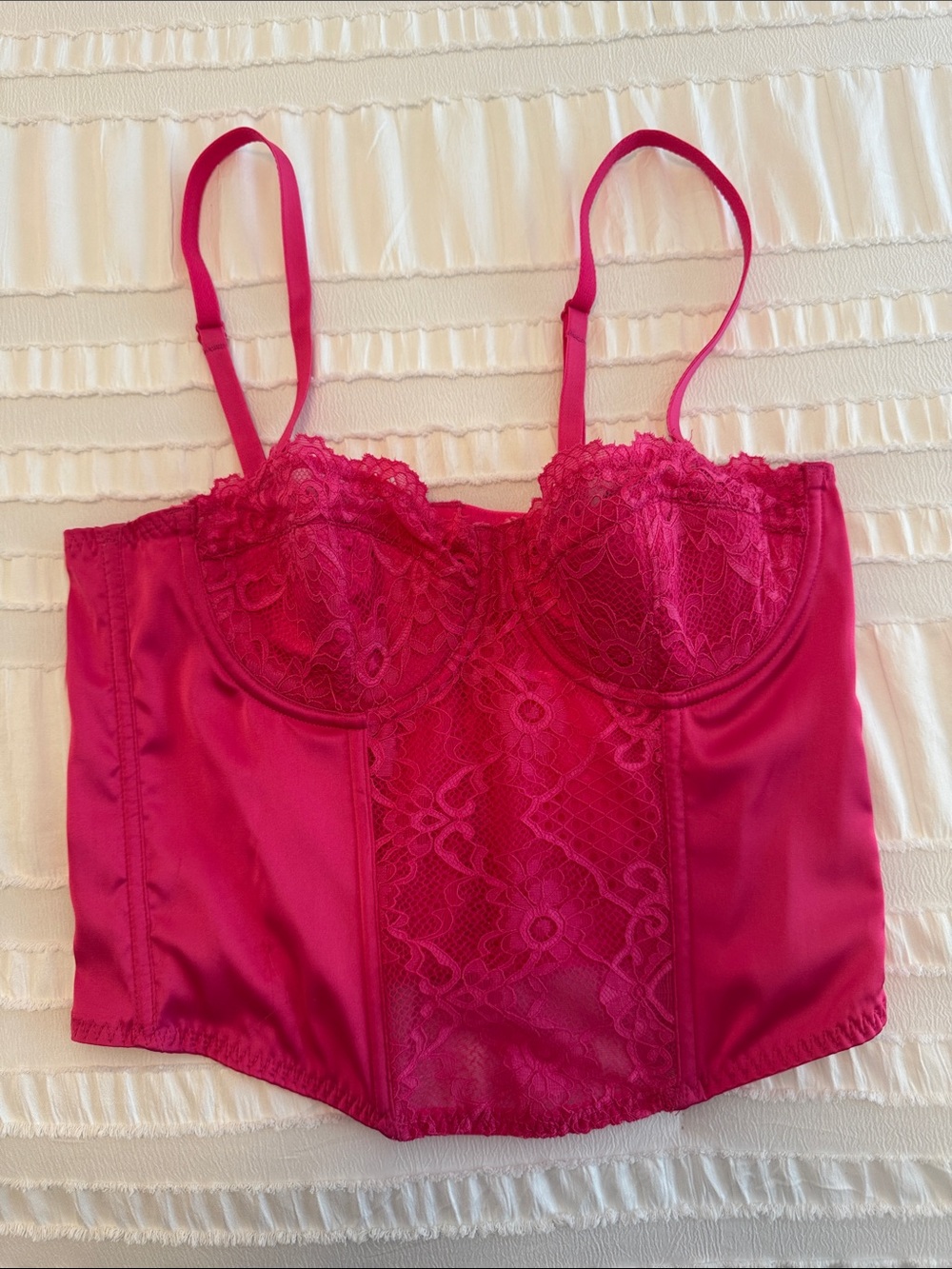 Sincerly Jules Bright Fuchsia Lace-Trim Bustier
